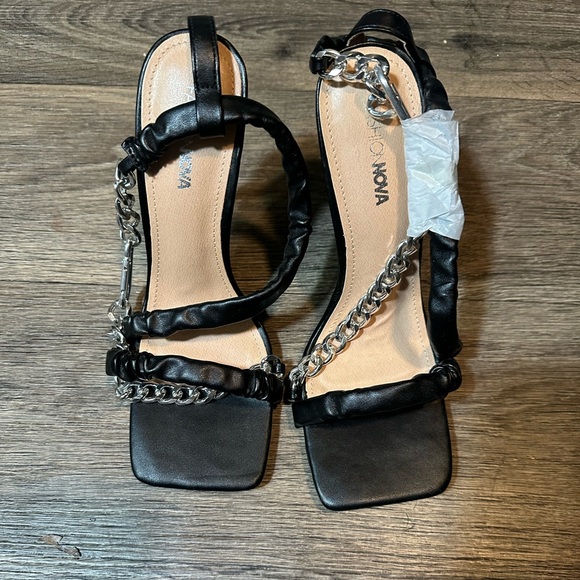 Black Chain Strap Heels | Size 8” - Picture 1 of 5